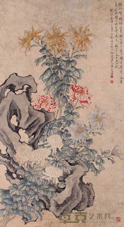 黄山寿 1918年作 寿比南山图 立轴 145×79cm